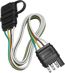 Hoypeyfiy Trailer Light Wiring Harness Kit,4 Wires 4-Way Plug 4 pin Flat Wire Extension Male & Female Connector 32" Inch Long