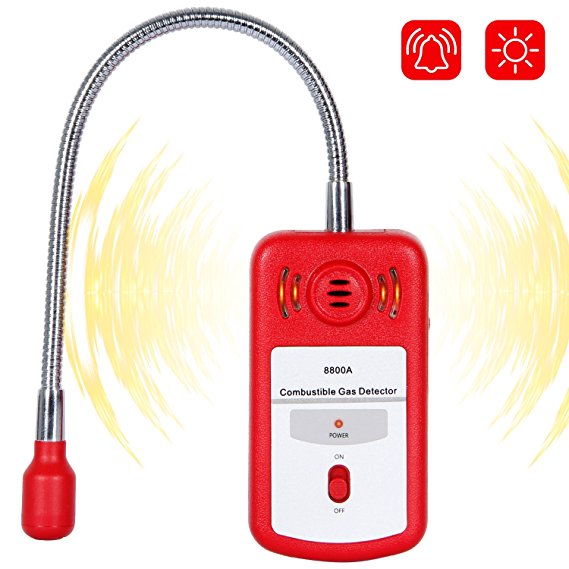 Natural Gas Detector, Combustible Gas Propane Detector Sniffer for Home Gas Alarm, Portable Leak Detector Sensor with Voice Light Warning Adjustable Sensitivity and Flex Probe