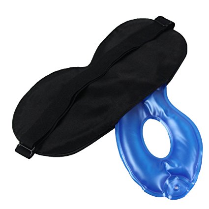 Lifestance Eye Mask,2 in 1 Super Smooth Silk Travelling Eye Mask,Yoga Icy Gel Blindfold,Adjustable Head Strap Sleeping Eye Mask