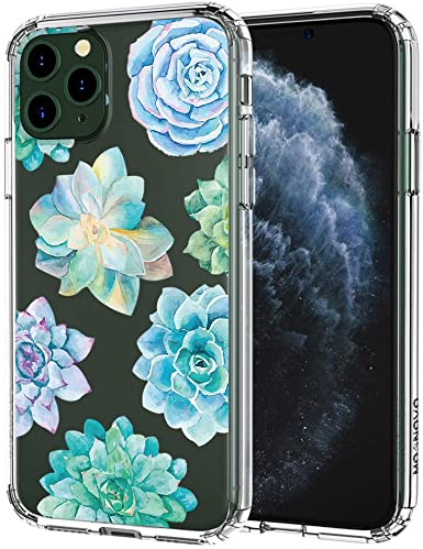 MOSNOVO iPhone 11 Pro Case, Tropical Succulent Plant Pattern Clear Design Transparent Plastic Hard Back Case with TPU Bumper Protective Case Cover for Apple iPhone 11 Pro (2019)