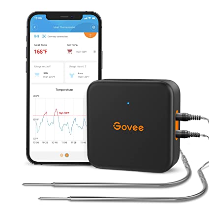 Govee Wireless Meat Thermometer, Bluetooth Grill Thermometer, 230ft Remote Monitoring, High Accuracy, Alarm Notifications, with 2 Probes, for Smoker, BBQ, Oven, Kitchen