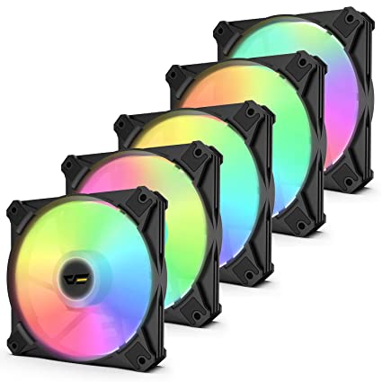 darkFlash 120mm RGB Case Fan, CX6 Addressable ARGB Fan with RGB PWM Fan Hub, High Airflow 5V Motherboard Sync, Ultra Quiet, PWM Static Pressure Fan, High Performance Computer Case Fans, 5 Pack