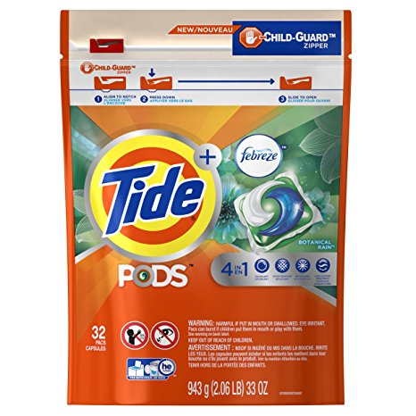 Tide PODS Laundry Detergent with Febreze, Botanical Rain, 32 count