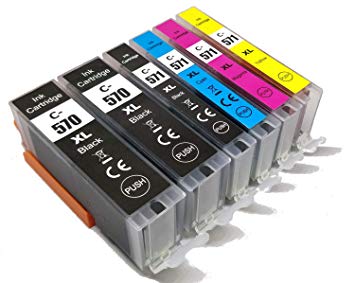 6 CiberDirect HIGH YIELD Compatible Ink Cartridge Replacements for Canon PGI-570 XL and CLI-571 XL. Microchips fitted.