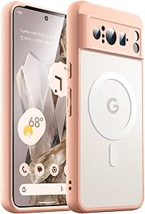 JETech Magnetic Case for Google Pixel 8 Pro 6.7-Inch 2023, Compatible with MagSafe, Translucent Matte Back Shockproof Phone Cover (Rose)