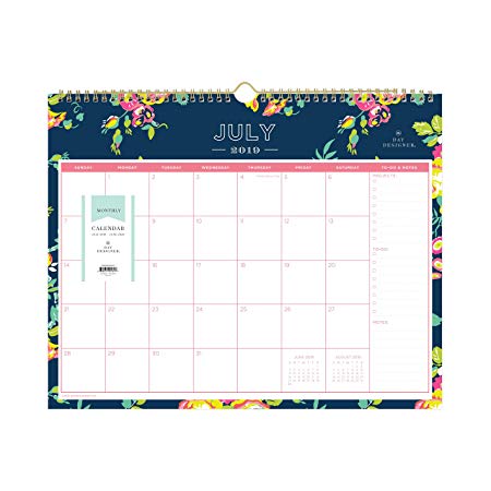 Day Designer for Blue Sky 2019-2020 Academic Year Monthly Wall Calendar, Twin Wire Binding, 15" x 12", Peyton Navy