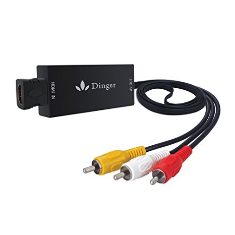 HDMI to RCA, HDMI to AV, Dinger HDMI to 3RCA CVBS AV Composite Video Audio Converter Adapter Supports PAL/NTSC, 1080P with 3 RCA Cable (HDMI TO AV Adapter)