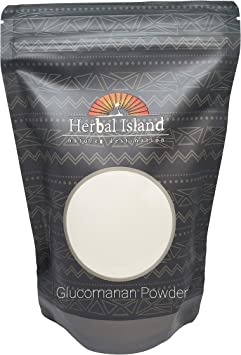 Herbal Island Glucomannan Konjac Powder - 1 LB or 16 OZ Bag - 100% Pure & Natural Weight Loss