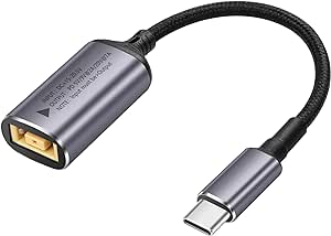 SinLoon PD 140W Slim Tip to USB C Cable Square Female Input to Type C Male Power Charging Cable with PD Automatic Identification Chip,for Phones,Tablets,Laptops(Square)