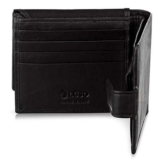 TOP CHOICE Mens Designer Wallet | Best Trifold Wallets for Men | Black Mans Wallet | Most Loved Gifts for Men | Wallet Leather designed by Lüso of London