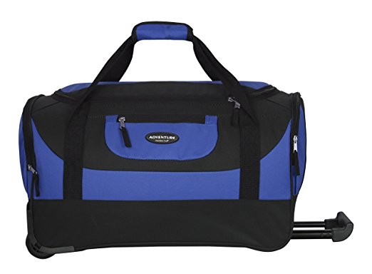 Travelers Club 20" ADVENTURE Rolling 2-Tone Duffel with 2 Large Deep-End Side Accessory Pockets