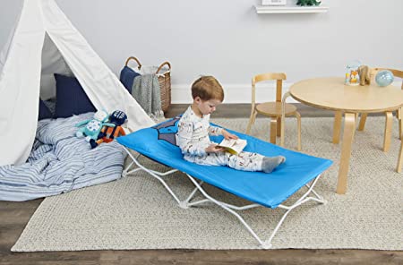 Regalo My Cot Pals Portable Toddler Bed - Raccoon, Blue, Small Single