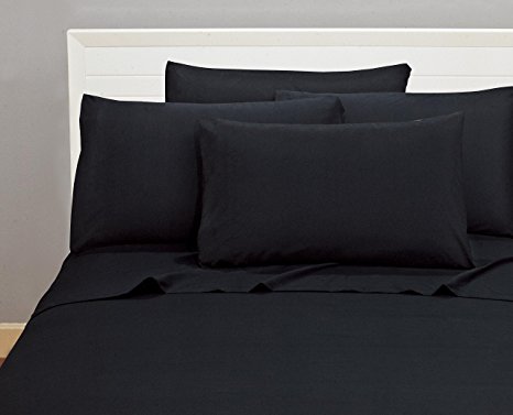 Microfiber Sheet Set Quality Bedding 1800 Count Series 6 Piece Classic Soft Bed Linens Designed To Add An Elegant Touch To Your Bedroom (Queen, Black)