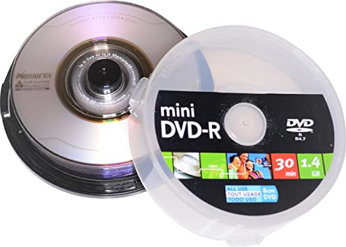 10 8cm Mini Blank DVD-R Discs with Duralayer Technology Disc for scratch resistance (Media Code RITEK GO4 RITEKGO4) Ideal for Mini DVD Camcorders and Backups