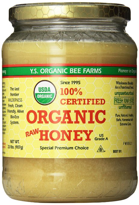 YS Organic Bee Farms Certified Organic Raw Honey 100% Unprocessed, Unpasteurized - Kosher 32oz 2 Lbs Frustration Free Packaging