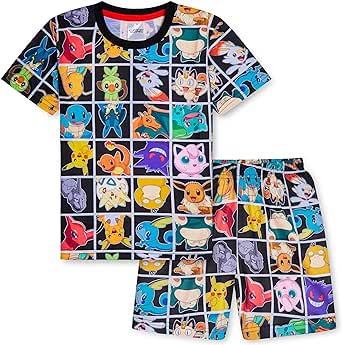 Pokemon Boys Pyjamas for Kids and Teenagers T-Shirt and Shorts Summer PJs Gifts for Boys