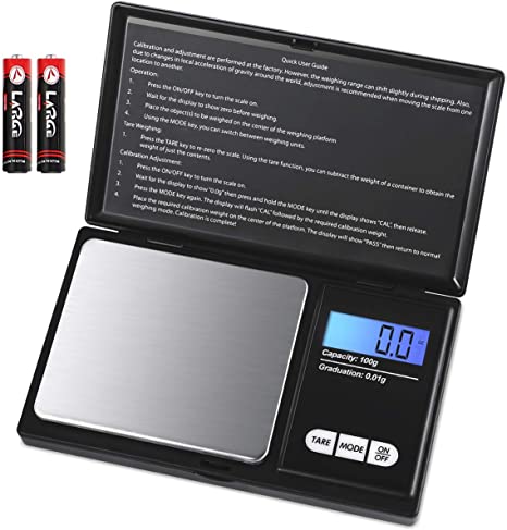 KeeKit Digital Mini Scale, 100g 0.01g/ 0.001oz Pocket Scale with 7 Units, Electronic Smart Scale with Tare & LCD Backlit Display, Portable Travel Scale for Food, Jewelry, Medicine (Battery Included)