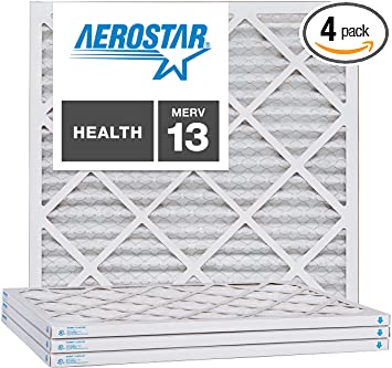 Aerostar 24x24x1 MERV 13, Pleated Air Filter, 24x24x1, Box of 4, Made in The USA