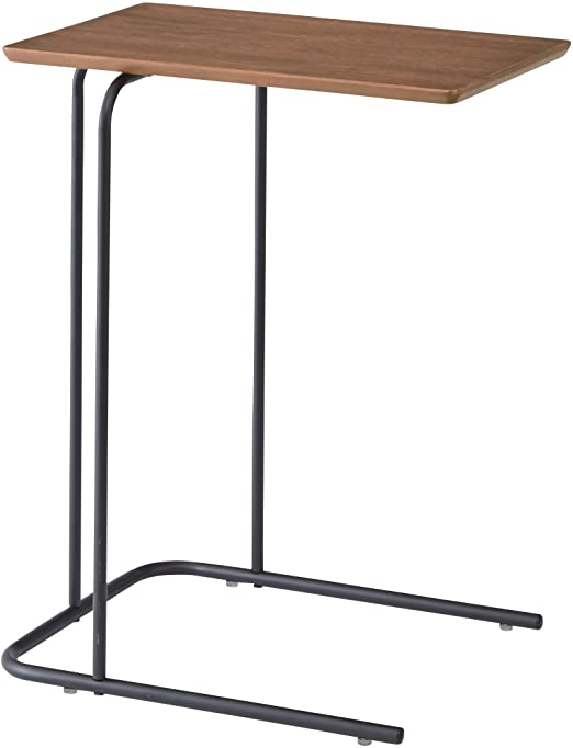 AZUMAYA Coffee Side Table 23.6" inches Height Dark Brown Wooden Table Top and Steel Frame Legs END-222BR Home and Living