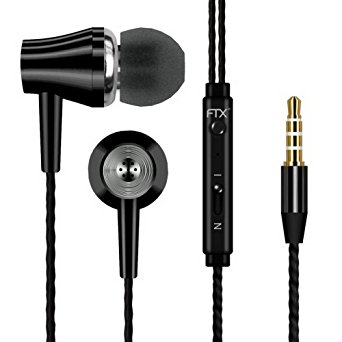 Water & Wood 3.5mm Noise Isolating Stereo Phone Earbuds Headsets with Mic Call Answer Button - Black
