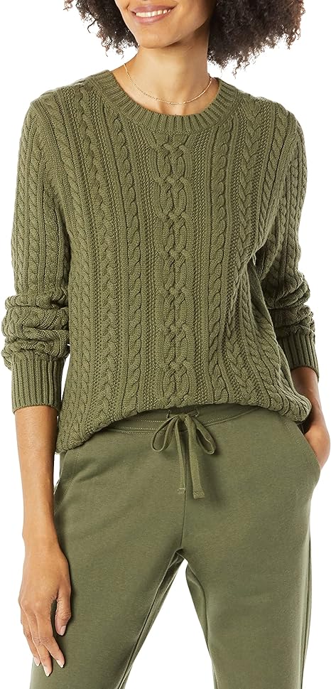 Amazon Essentials Womens Fisherman Cable Crewneck Sweater