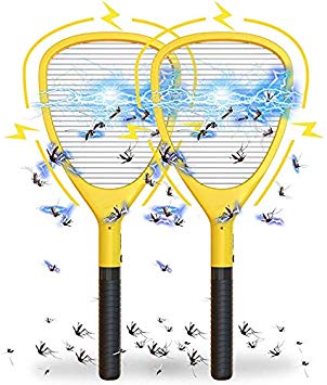 Wellgoo 2 Pack Large Electric Fly Swatter - High Voltage Handheld Bug Zapper and Mosquito Killer Racket - Bright LED Light to Zap in The Dark (2 AA Batteries Included)
