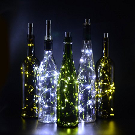 iGopeaks 4 Pcs Fairy String Lights Battery Operated Cork Lights for Wine Bottles Bottle DIY, Bedroom, Party, Table Decor, Christmas, Halloween, Wedding Centerpieces - White