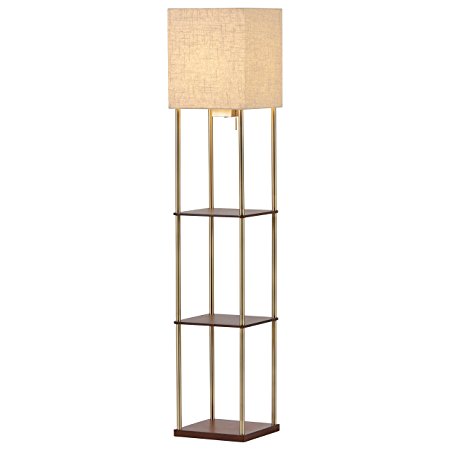 Rivet Olive Storage Lamp, 62.25"H, With Bulb, Wood and Brass