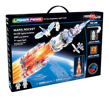 Laser Pegs Mars Rocket Light-Up Building Block Playset (580 Piece) The First Lighted Construction Toy to Ignite Your Child's Creativity; It's Your Imagination, Light It Up