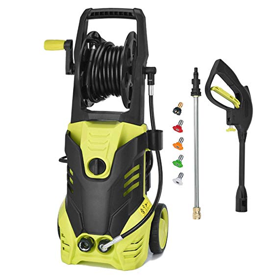 Takeasy Pressure Washer, 2030 PSI 1.7GPM Electric Power High Pressure Washer Cleaner Machine with Hose Reel,Spray Gun, Nozzles and Built in Soap/Foam Dispenser
