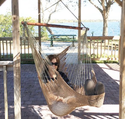 Mayan Hammock Chair - Large Hanging Swing Seat by Krazy Outdoors - High Quality Cotton Rope Construction - Comfortable, Lightweight, Includes Wood Bar - Perfect for Yard, Patio or Beach [Mocha Brown]