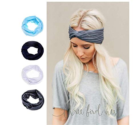 Ever Fairy Women Elastic Adjustable Turban Headwrap Knotted Soft Twisted Headband