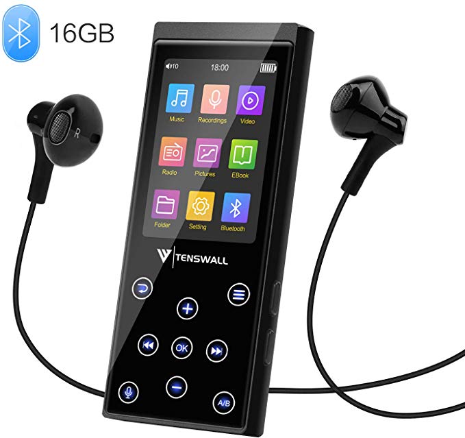 MP3 Player, 16GB MP3 Player with Bluetooth 4.2, Portable HiFi Lossless Sound MP3 Music Player with FM Radio Voice Recorder E-Book 2.4'' Screen, Expandable up to 128GB (Headphone, Armband Included)