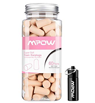 Mpow Foam Earplugs 60 Pairs with Aluminum Carry Case, 32dB NRR Ear Plugs, Soft Earplugs Noise Reduction for Hearing Protection, Earmuffs, Hunting Season, Sleeping, Working, Shooting, Travel