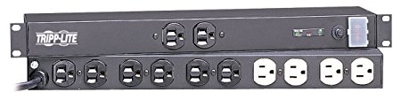Tripp Lite 12 Outlet Isobar Network-Grade Rackmount PDU, 15A Surge Protected Power Strip, 15ft Cord with 5-15P (IBAR12)