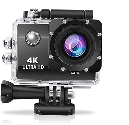 Drumstone {10 Years Warranty) 2023 New Launch 4K Action Camera 12MP Underwater Waterproof Camera 170 Wide Angle WiFi Sports Cam with Remote and Mounting Accessories 1080P/60Fps((Black))