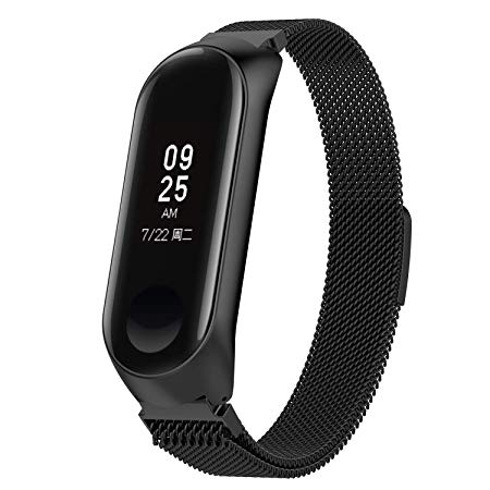 DingTool Compatible Xiaomi Mi Band 3 Wristband, Replacement Band Stainless Steel Magnetic Loop Smart Bracelet Xiaomi Mi Band 3 Watch