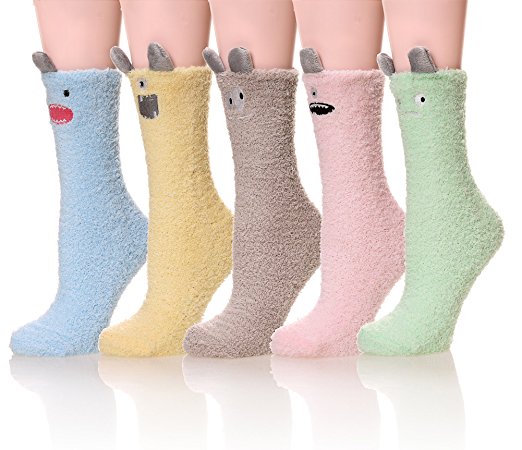 Womens Soft Cute Funny Animal Designe Microfiber Slipper Socks Cozy Fuzzy Winter Warm Socks