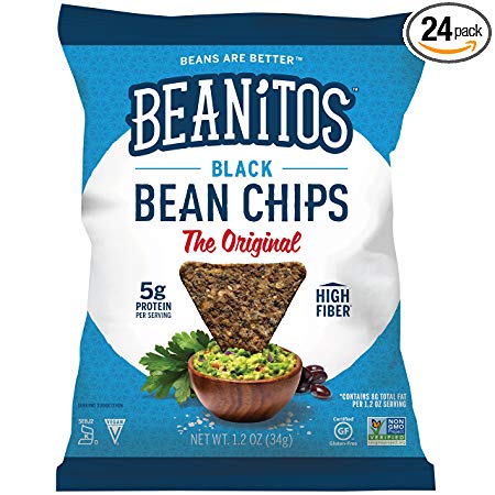 Beanitos Black Bean Chips with Sea Salt Plant Based Protein Good Source Fiber Gluten Free Non-GMO Vegan Corn Free Tortilla Chip Snack 1.2 Ounce (Pack of 24)