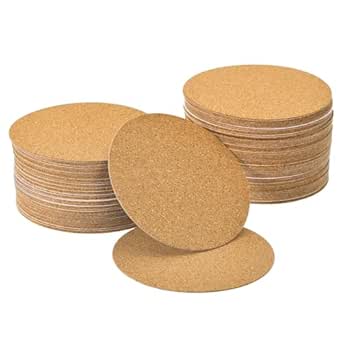 uxcell 100 Pcs Self-Adhesive Cork Round, 3.75" x 3.75" Cork Tiles Backing Sheets Cork Coasters for DIY Crafts, Brown