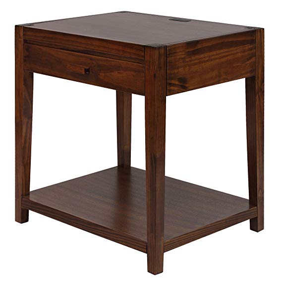 Casual Home 649-24 Notre Dame Nightstand with USB Ports-Warm Brown