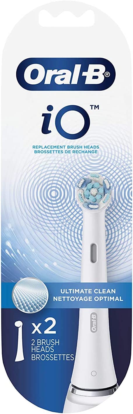 Oral-B iO Series Ultimate Clean Electric Toothbrush Replacement Brush Heads Refill, White, 2 Count