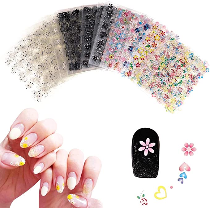 Chenkaiyang 90 Sheets Nail Art Stickers 3D Design Self-adhesive Transfer Decals Mix Color Manicure Beautiful Fashion Accessories Decoration