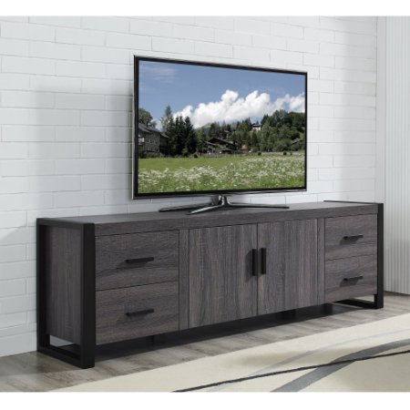 WE Furniture 70" Industrial Wood TV Stand Console, Charcoal