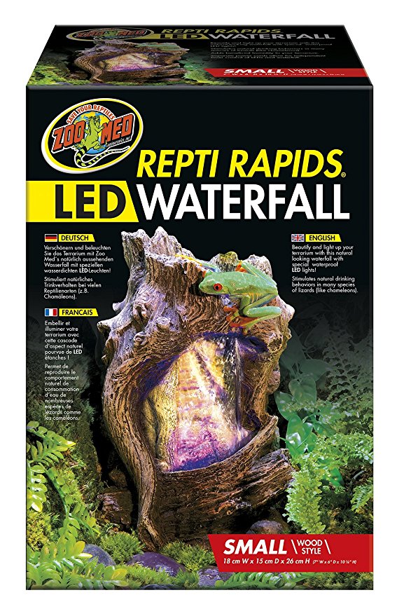 Zoomed ReptiRapids Waterfall, terrarium decoration with LED, drinking source for reptiles