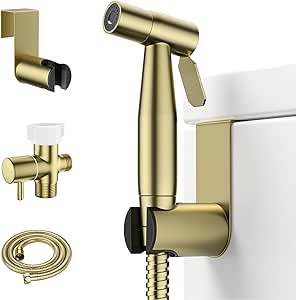 Arofa Gold Handheld Bidet Sprayer for Toilet - Stainless Steel Cloth Diaper Jet Spray, Adjustable Water Pressure Control with Bidet Spray Hoses, Bidet Toilet Sprayer for Baby/Feminine Wash