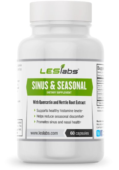 Sinus and Seasonal 60 Vegetarian Capsules by LES Labs 8226 Supports Sinus and Nasal Health and Helps Reduce Seasonal Discomfort 8226 With Quercetin Nettle Root and Butterbur