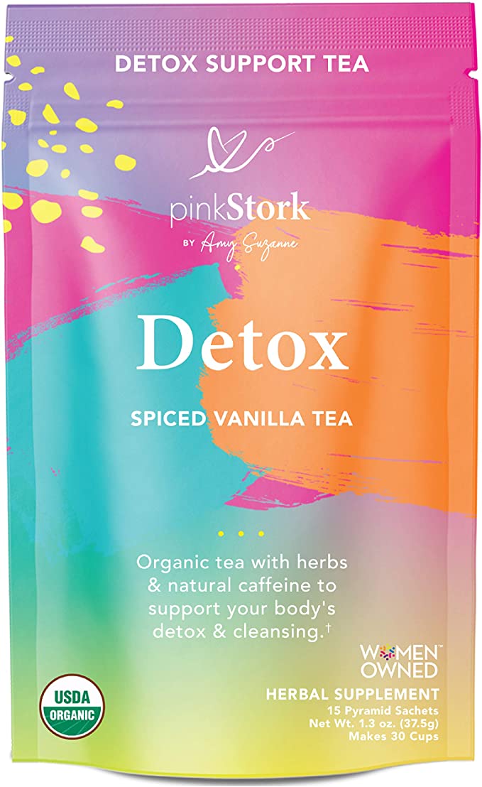 New Release - Pink Stork Detox Tea: Spicy Vanilla, USDA Organic, Supports Detoxification   Cleansing with Green Tea   Burdock, Weight Loss, Women-Owned, 30 Cups