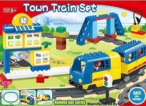 Motorized engine train set with sound Battery-Operated, Lego Duplo Compatible (83 Pcs)