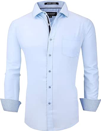 Alex Vando Mens Dress Shirts Wrinkle Free Regular Fit Stretch Rayon Bamboo Button Down Shirt